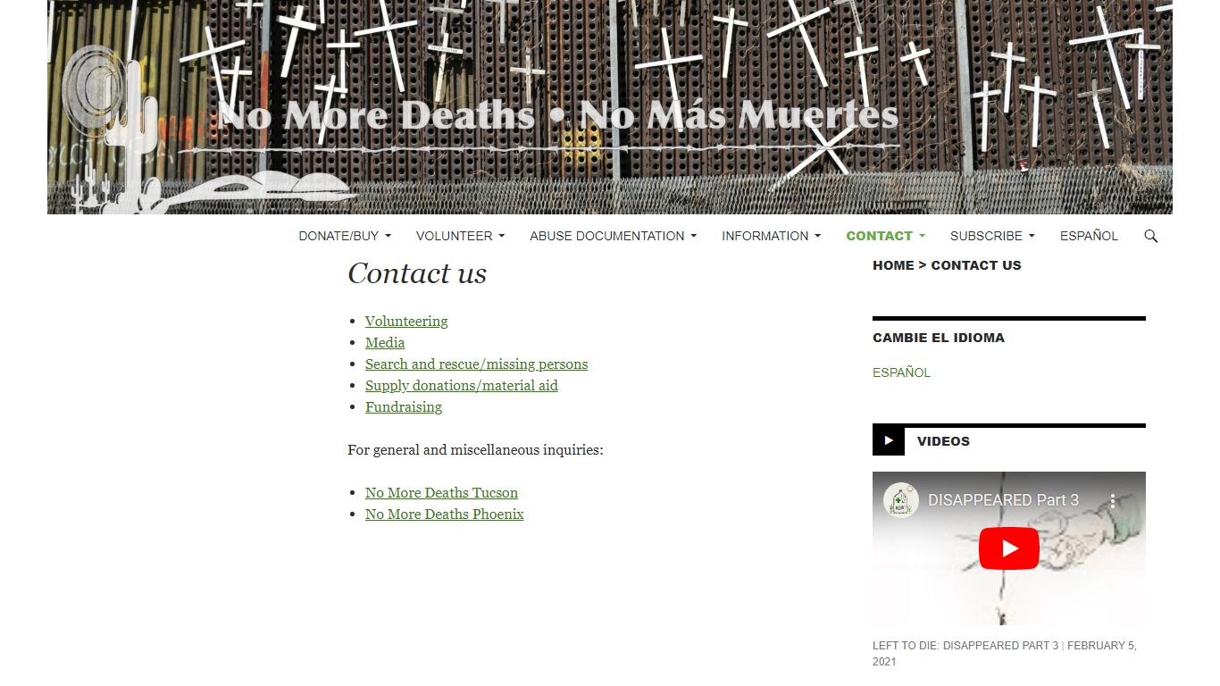 Contact us | No More Deaths • No Más Muertes